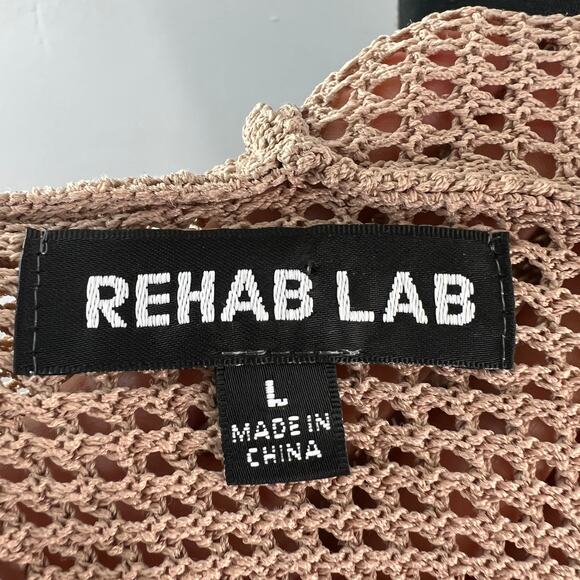 Rehab Lab Beige Sweatsuit Perforated Hooded Lace Up Poplin Pants Set L Large - Picture 11 of 16